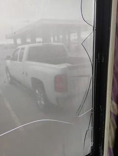 Broken window in room