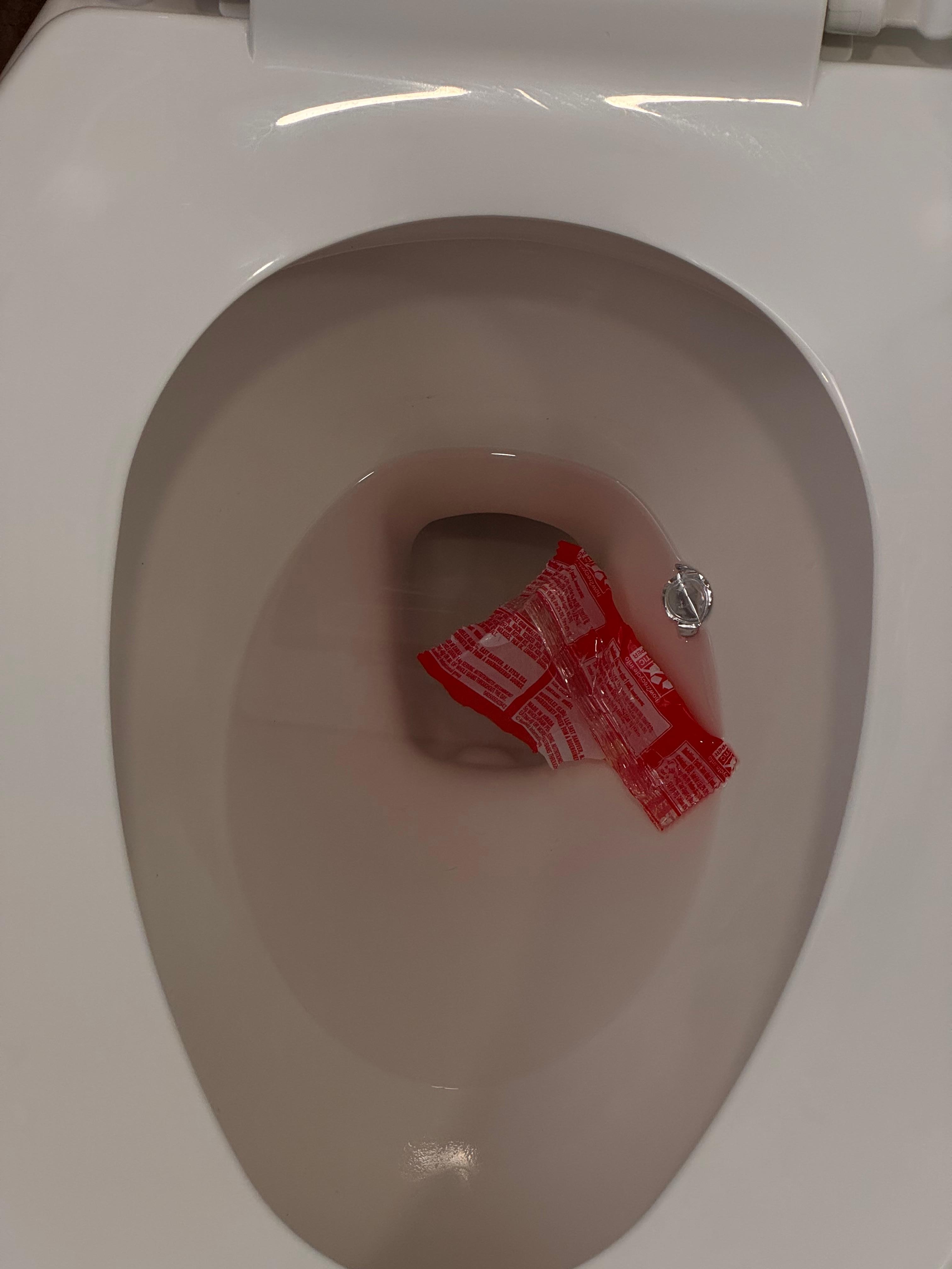 Trash in toilet 