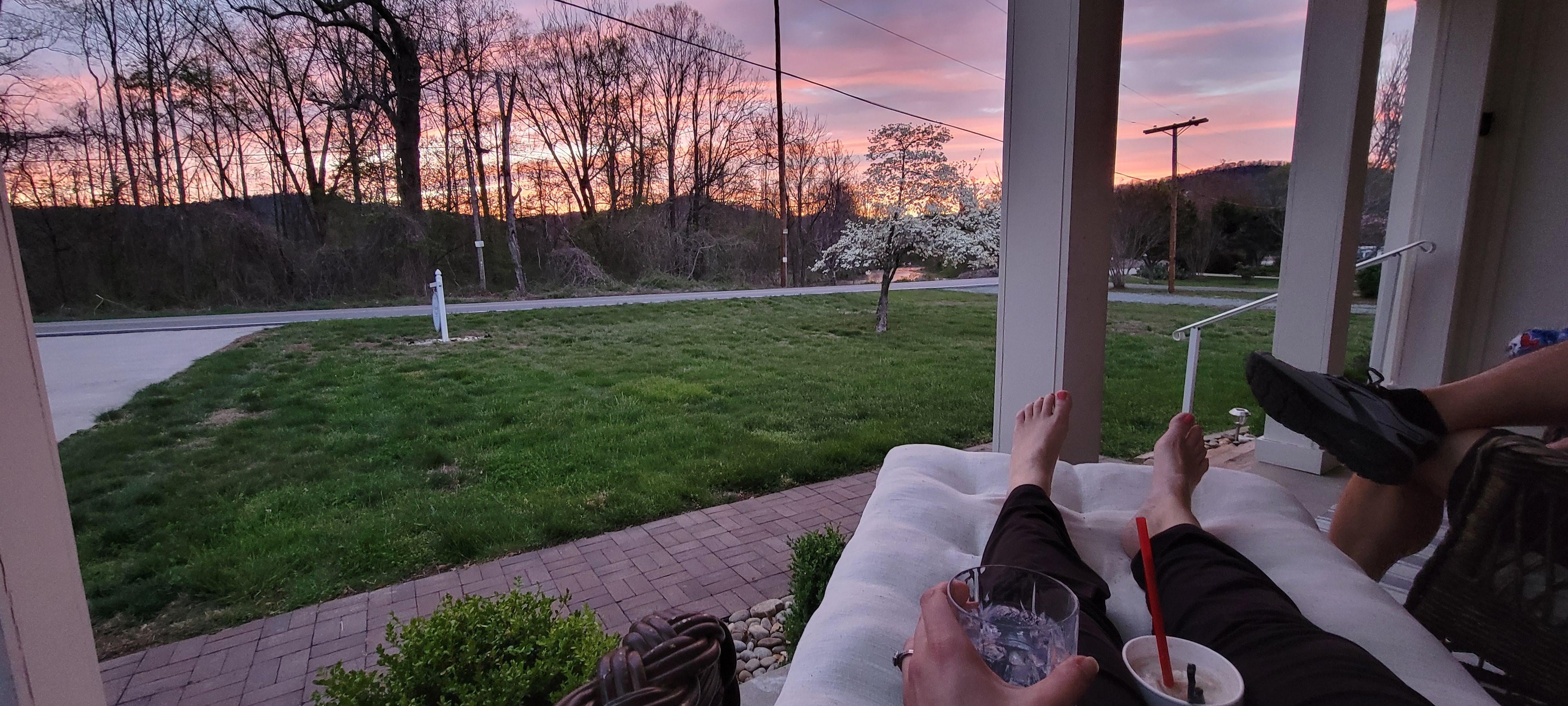 Front porch at sunset