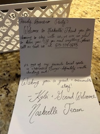 Welcome card… suggested place was awesome!