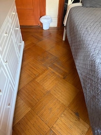 Another view of space where cot would go. If cot in place, you can't get on and off as you would have to go off from top or bottom of cot and it would flip.