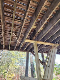 Leaking hot tub. May have been an issue for a while as there's new braces under the hot tub.