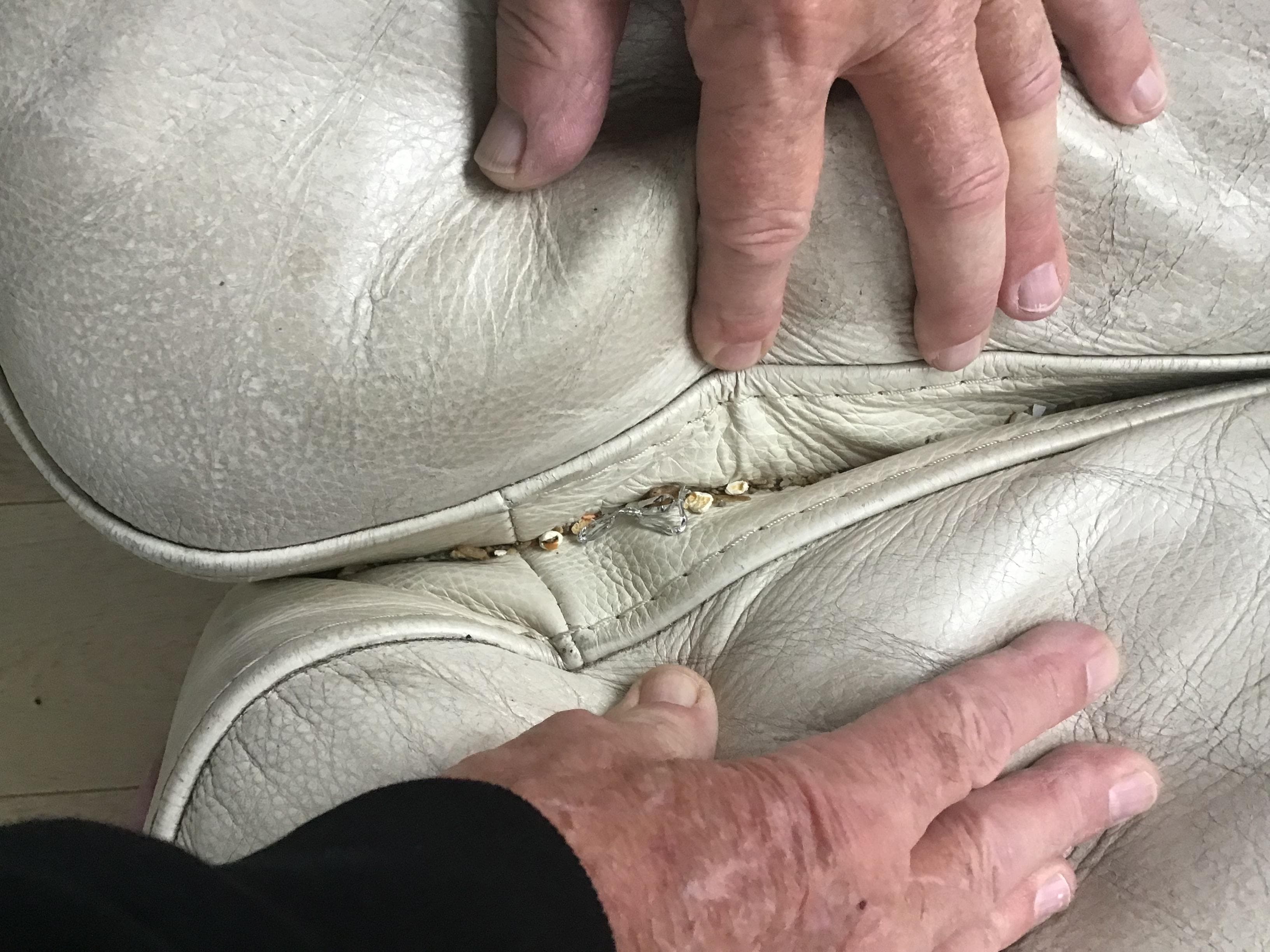 The leather sofa was filthy full of old food and crumbs.
The leather was dirty and cracked.
Cleaner had to come to clean his comment was nasty and dirty.