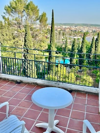 View from the bar terrace. And overlooking a lovely pool.