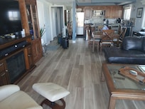 From sliding door towards kitchen