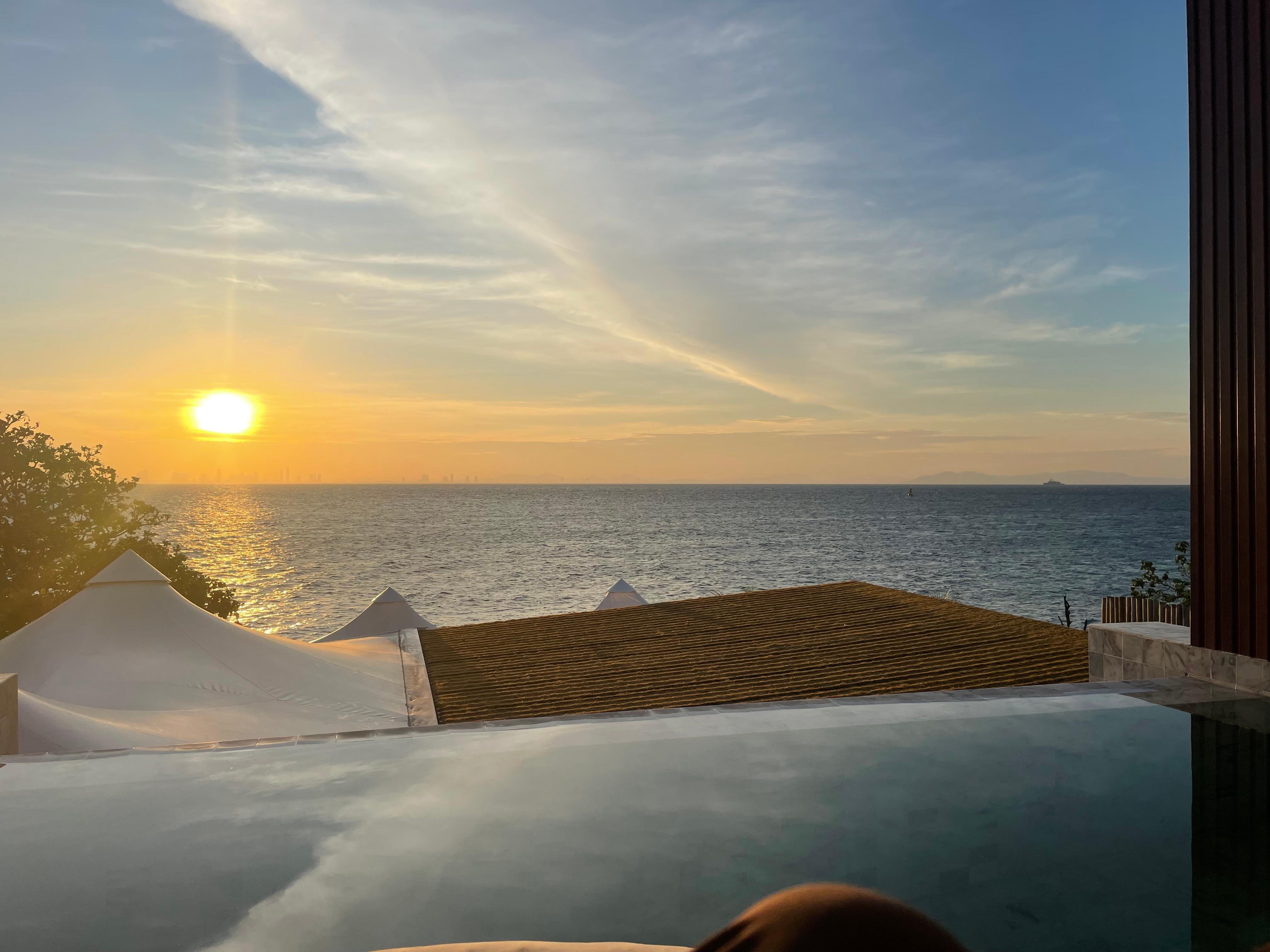 Sunrise from the room’s private terrace/pool area