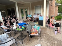 Outdoor seating in the shade