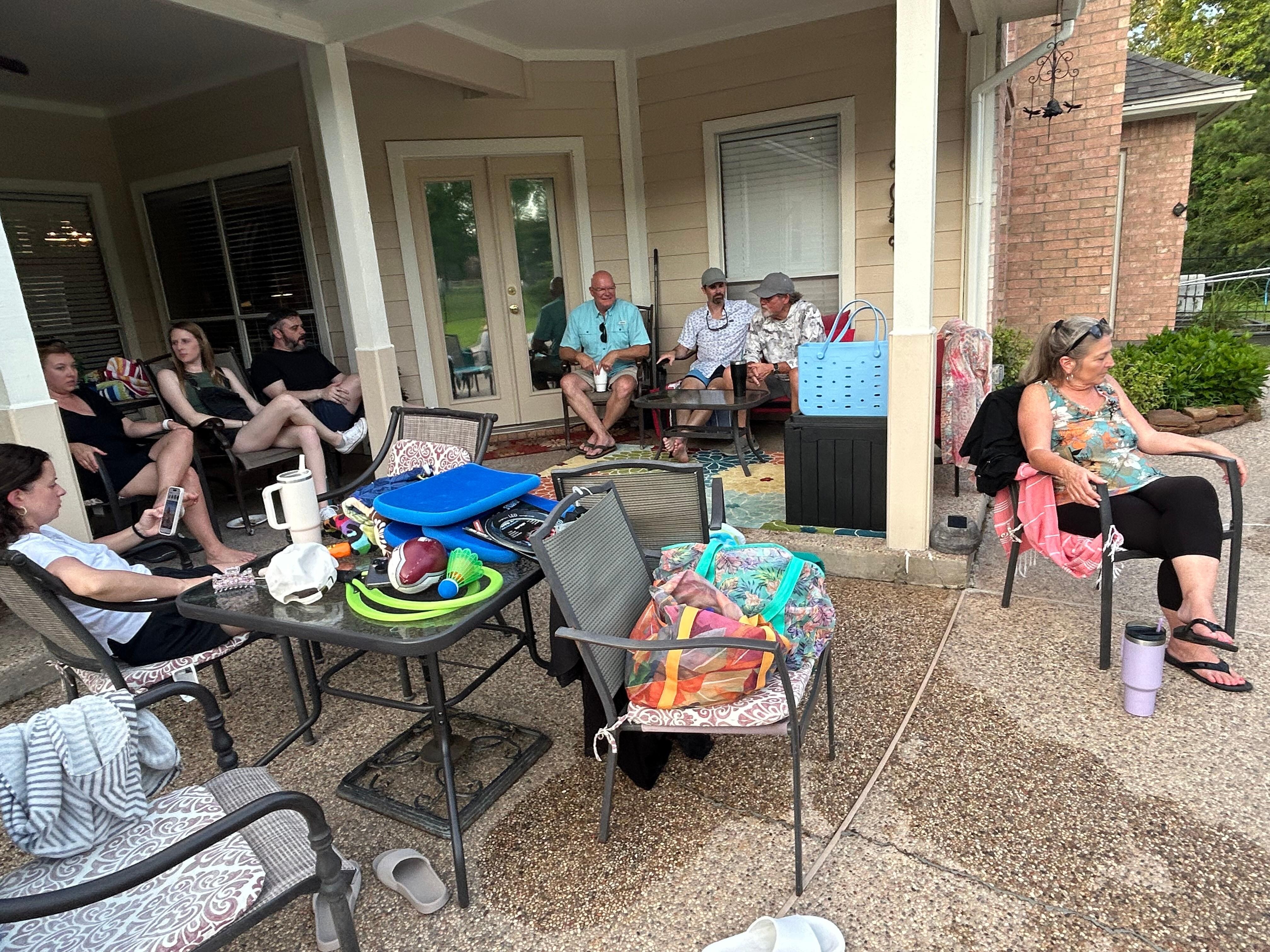 Outdoor seating in the shade
