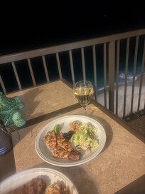 Grilled dinner on the balcony!