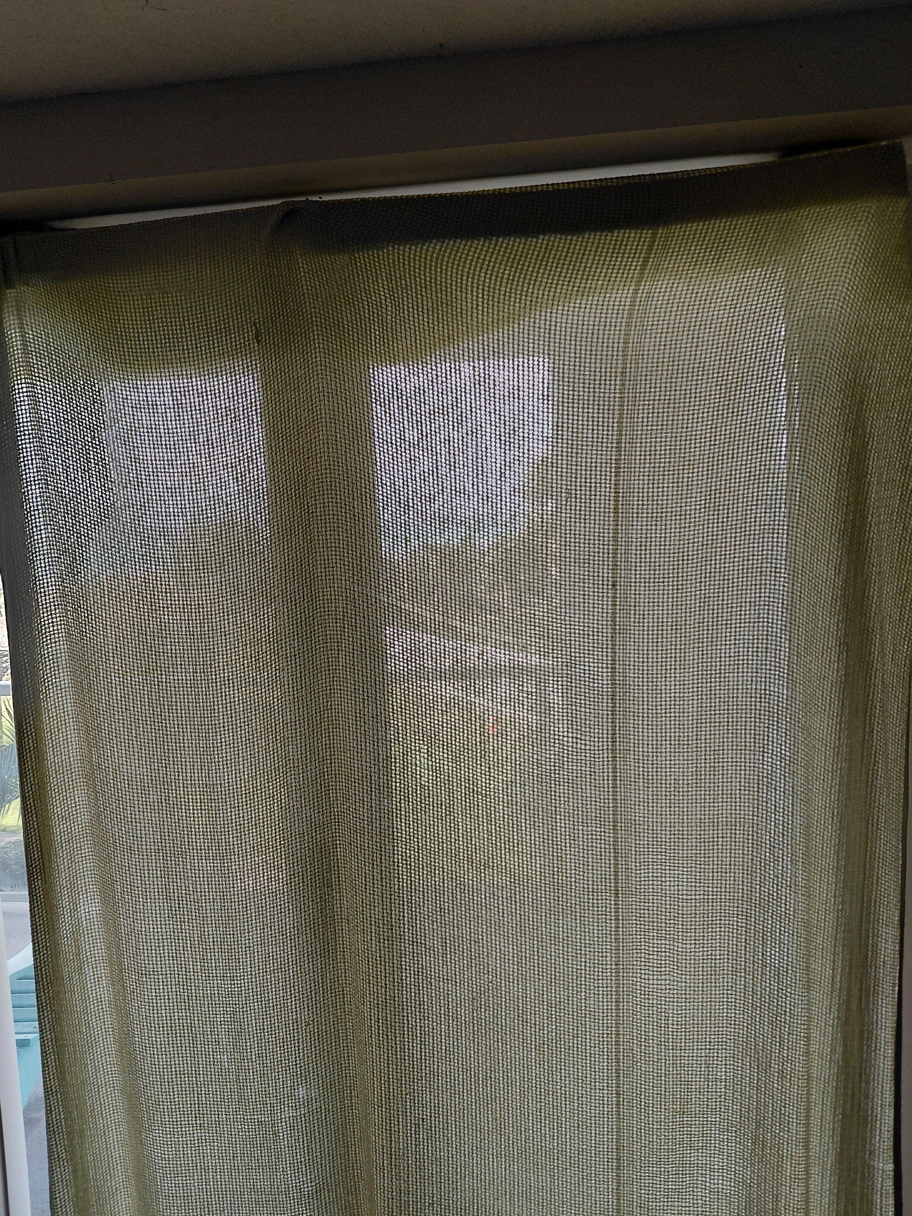 Blanket on sliding due to BROKEN blinds that should've been fixed LONG time ago