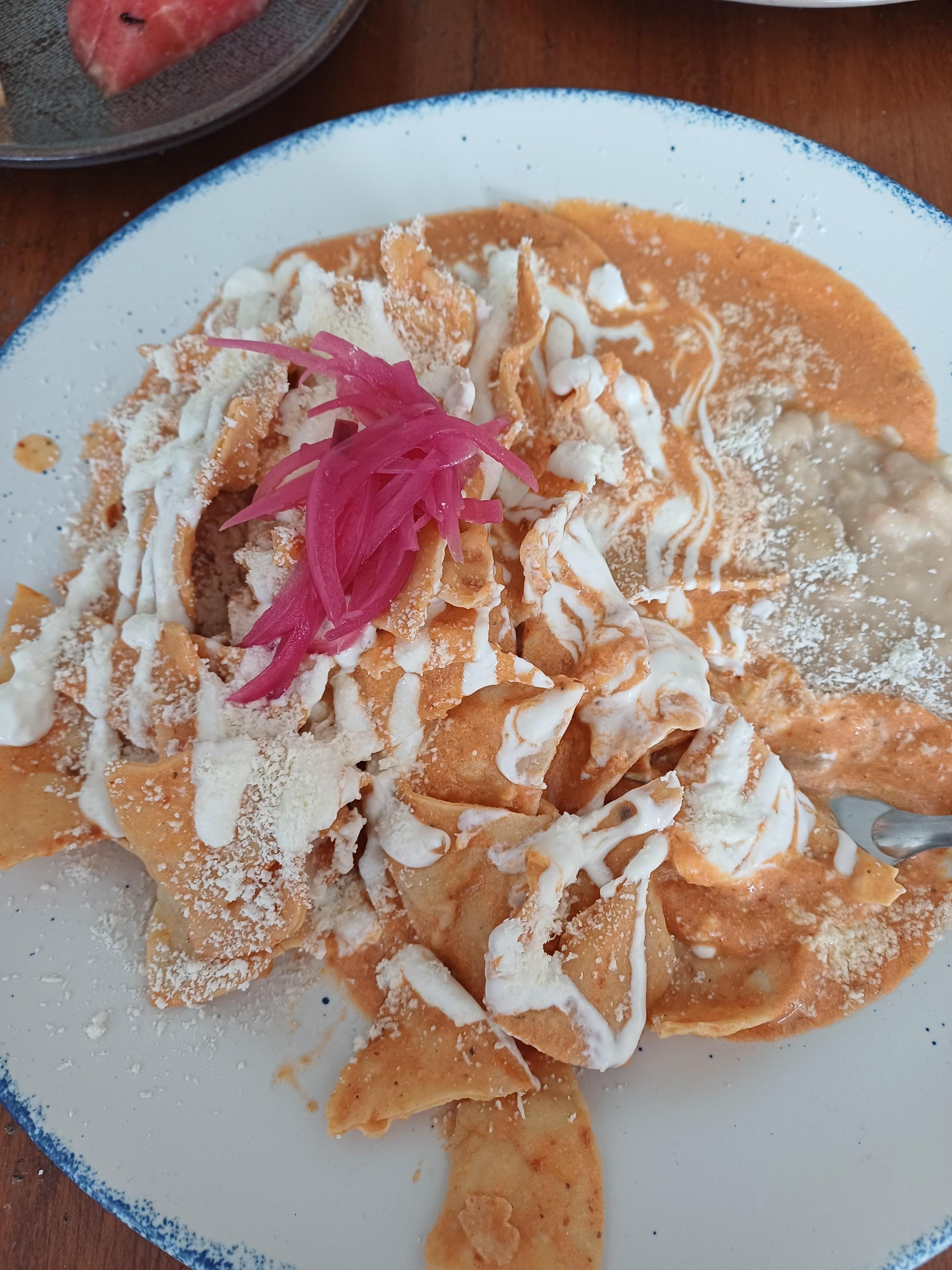 Breakfast at the hotel"chilaquiles chipotle"