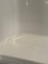 Shaving and not cleaned.