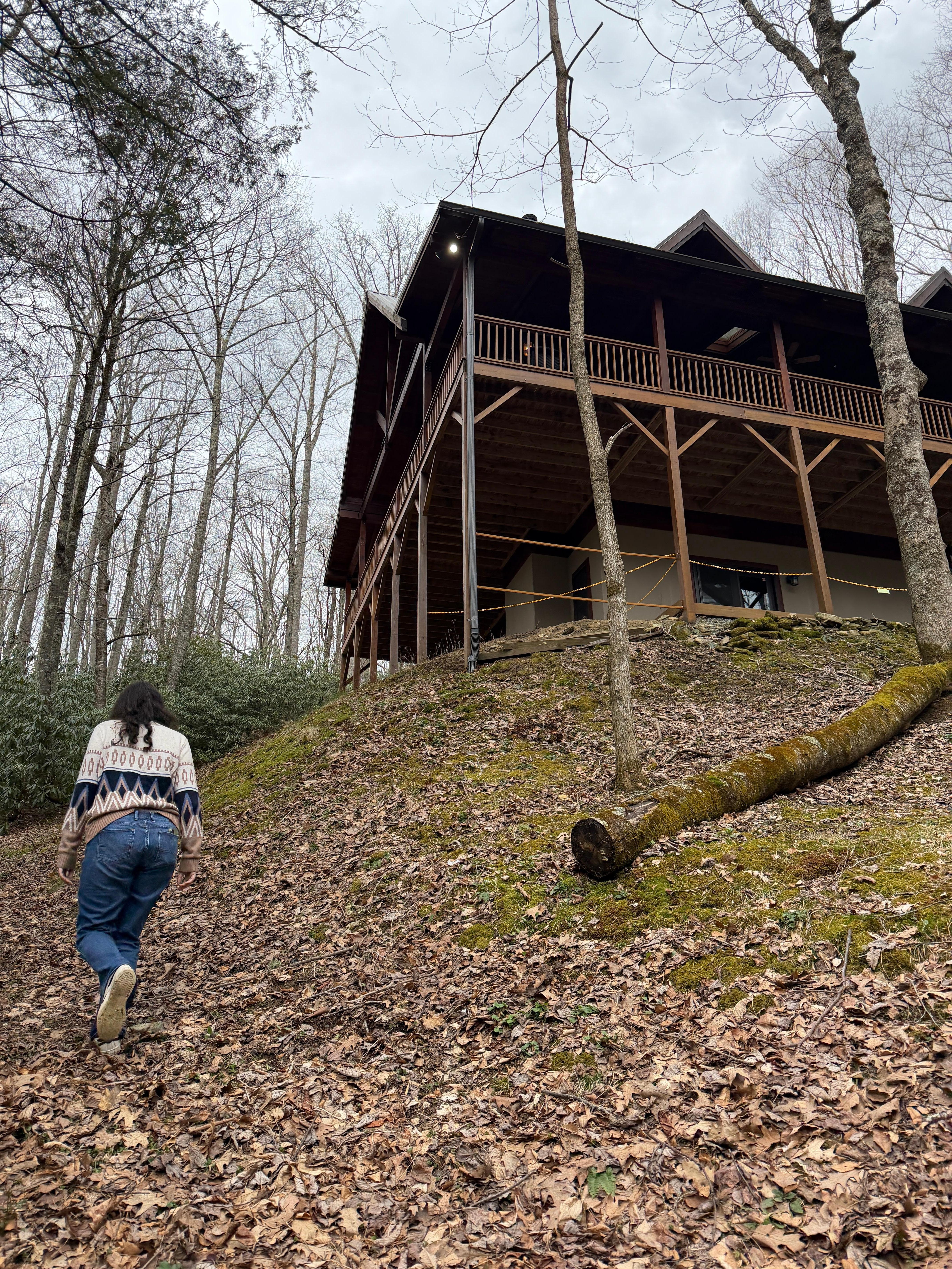A walk back up to the cabin 