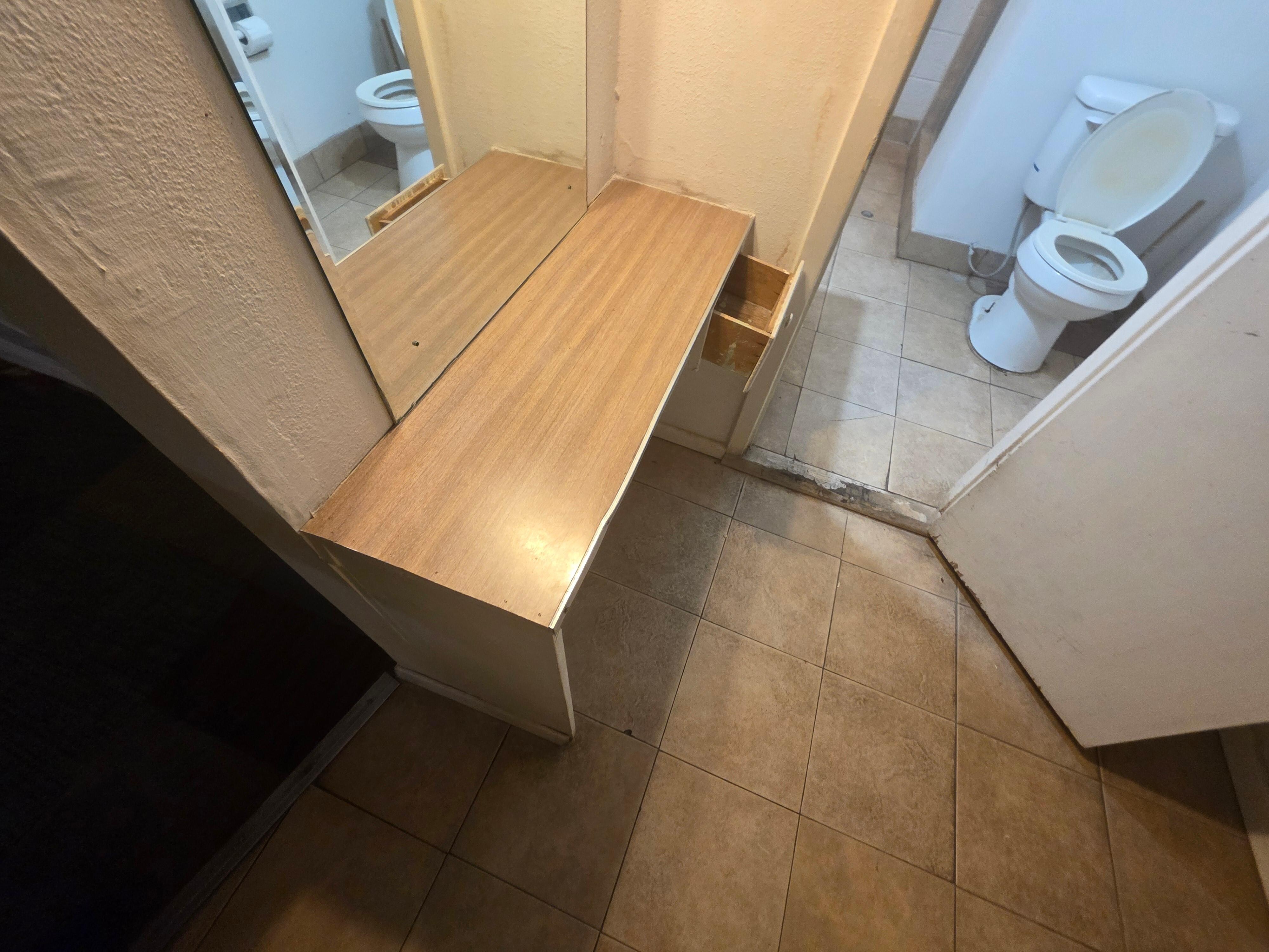 Dirty furniture and floors.