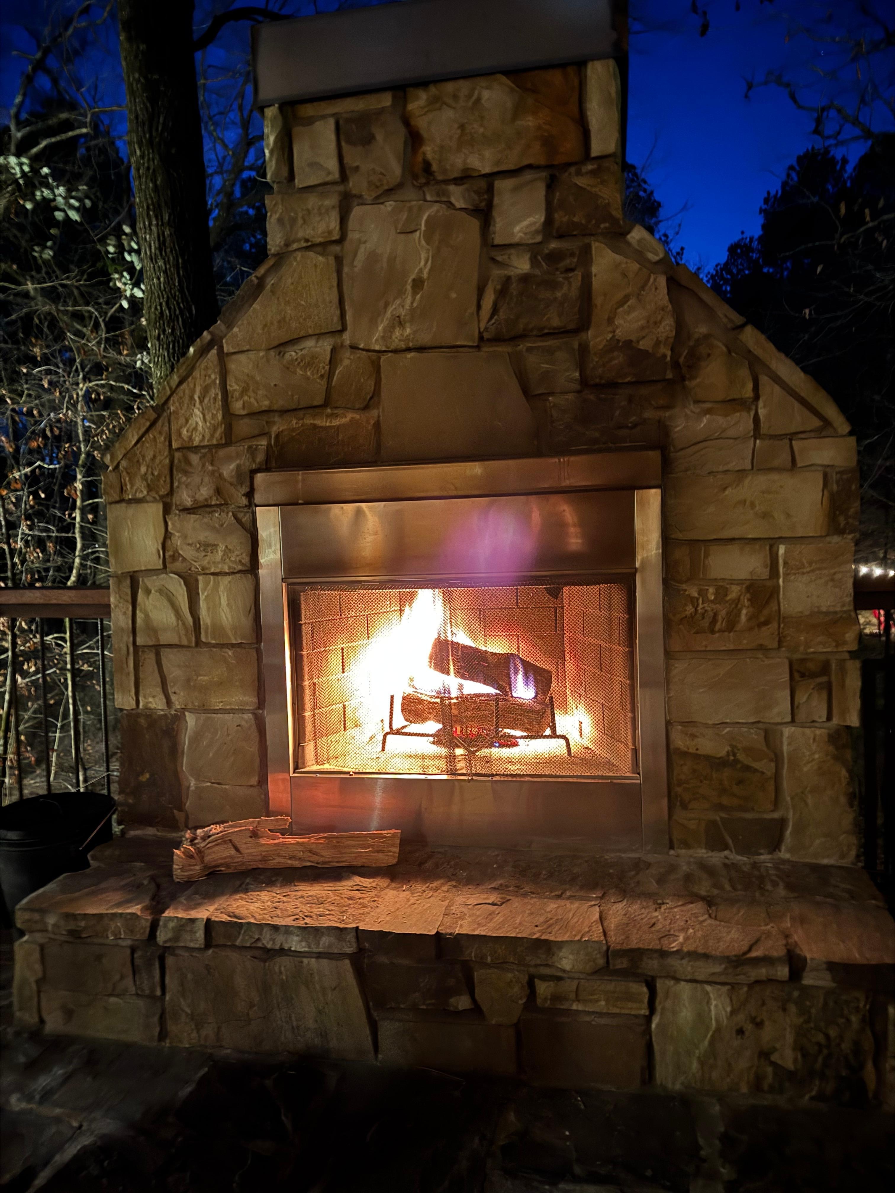 Quiet evenings with the outdoors fireplace (watching football).