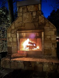 Quiet evenings with the outdoors fireplace (watching football).