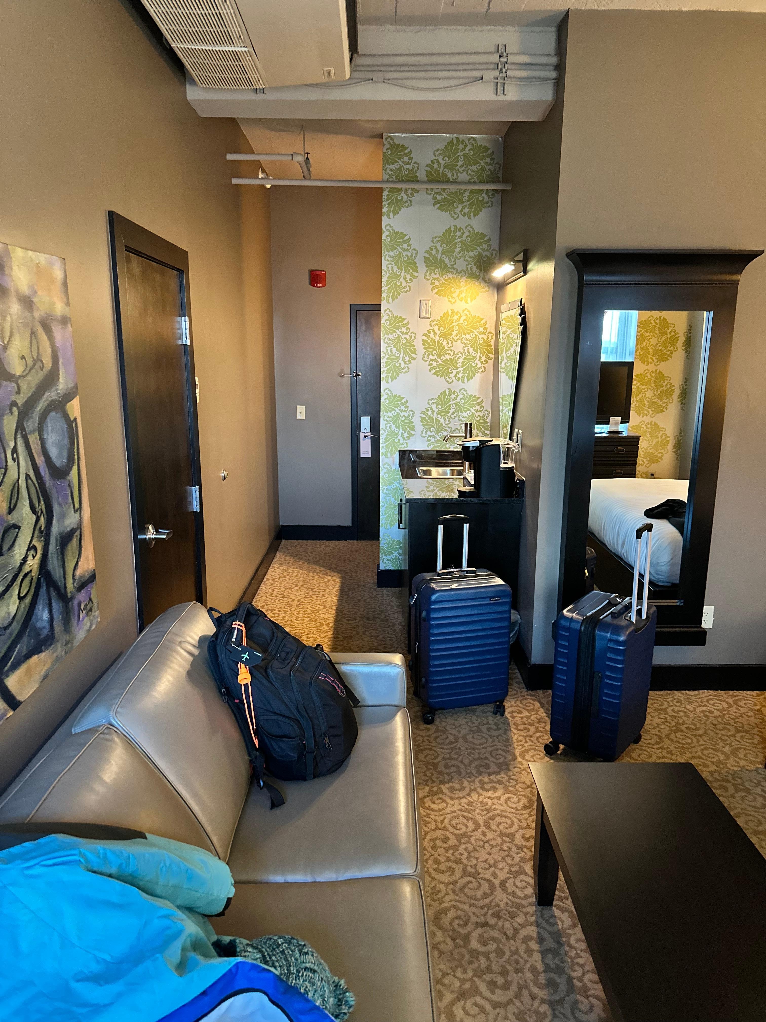 From window to the entrance.