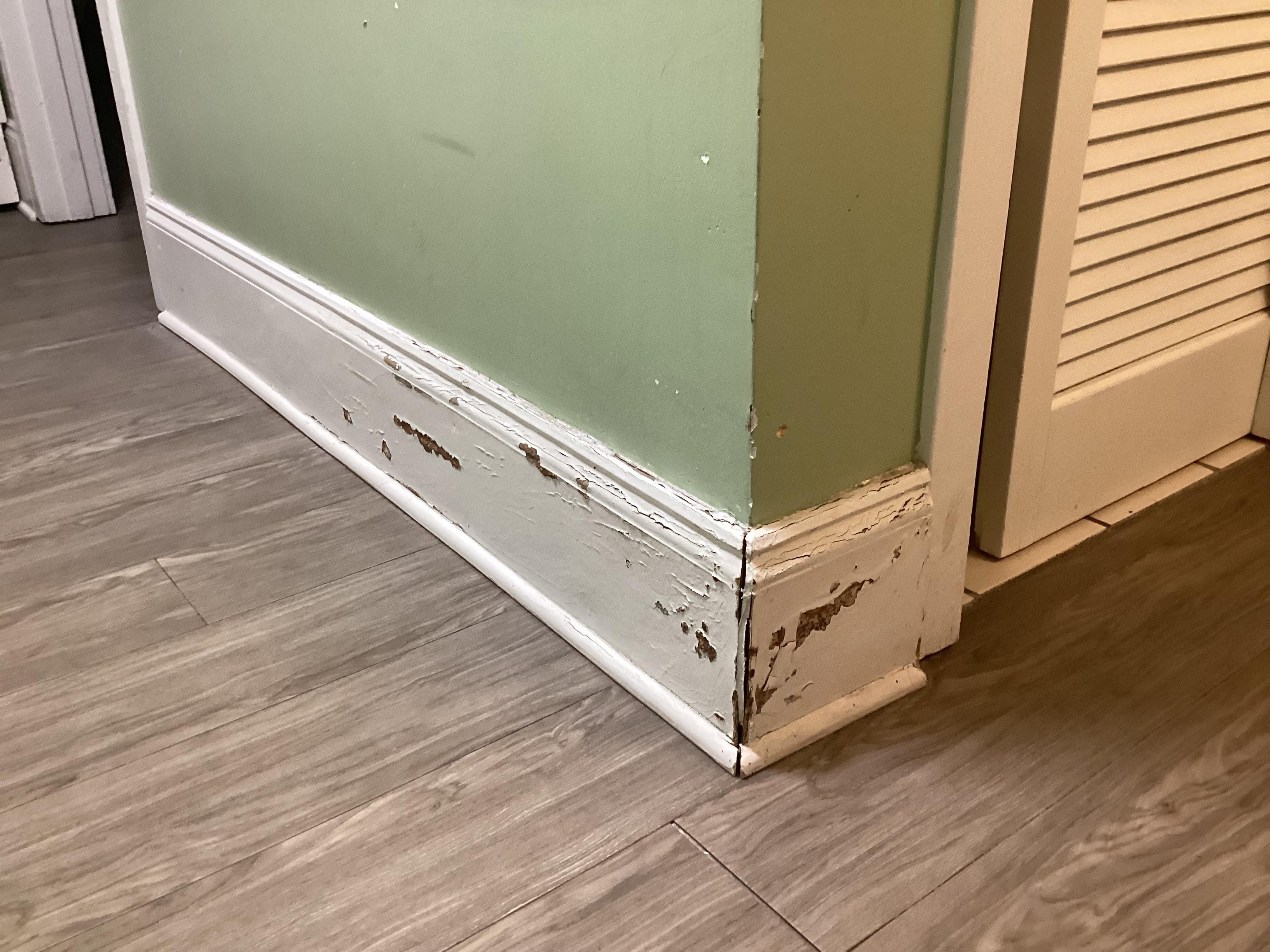 First thing we saw when we opened the door to our room, rotten floorboards, and trim