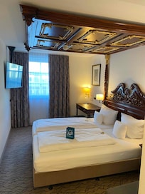 Desk didn't come with a chair but they let me borrow from breakfast room so I could work at the desk at a normal height.