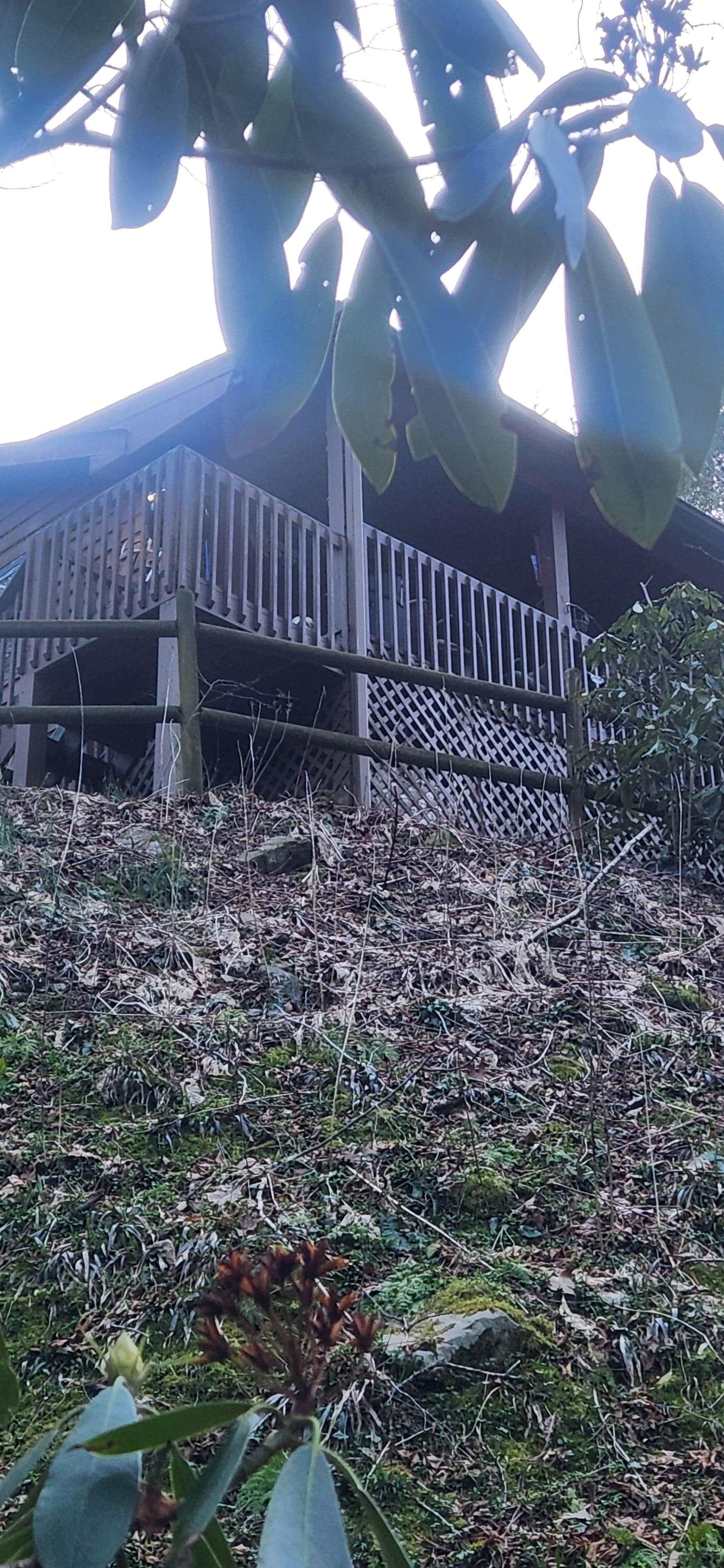 Handrails held together by screws and short wood pieces