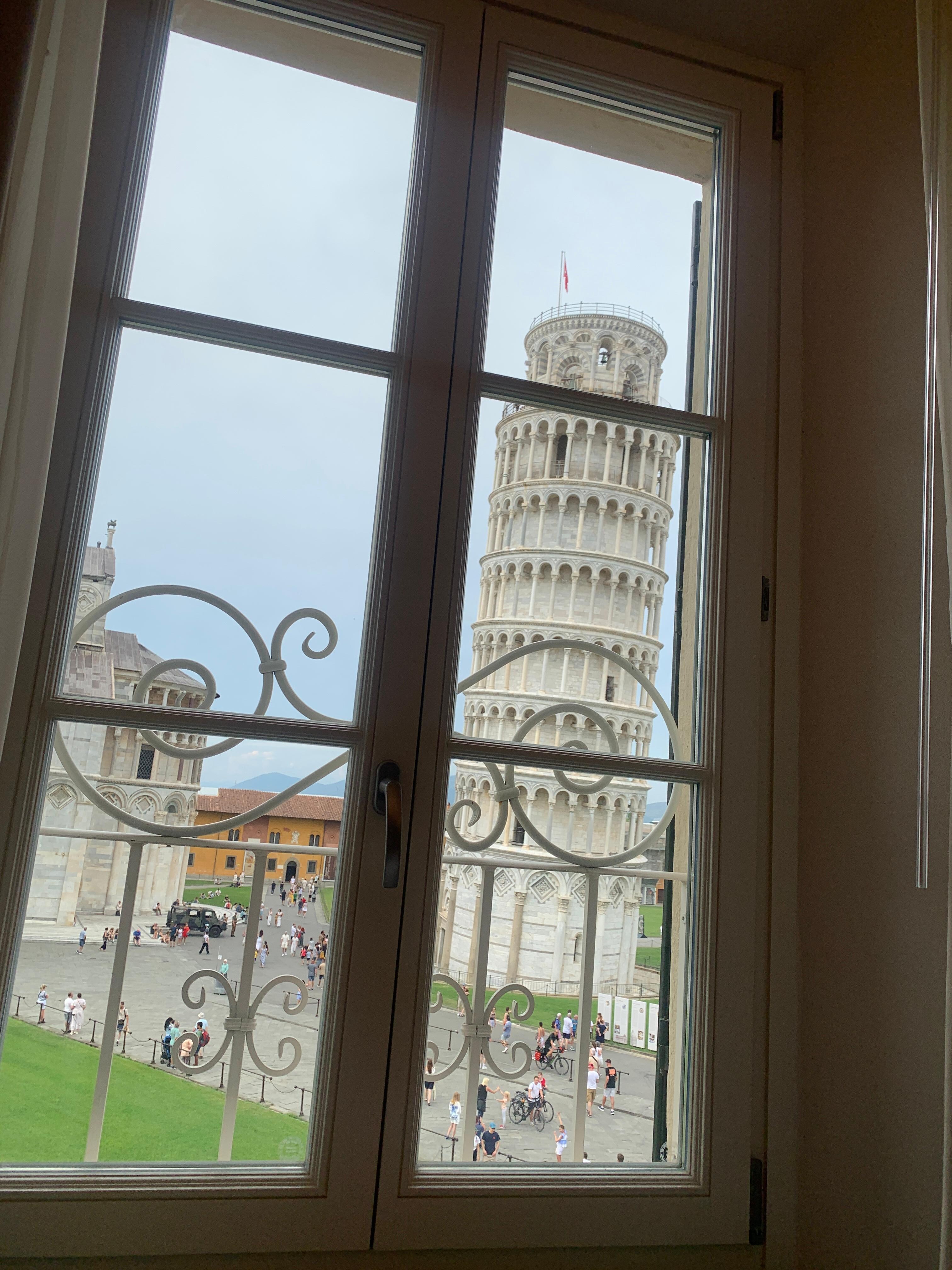 View out the window from the bed in my room.