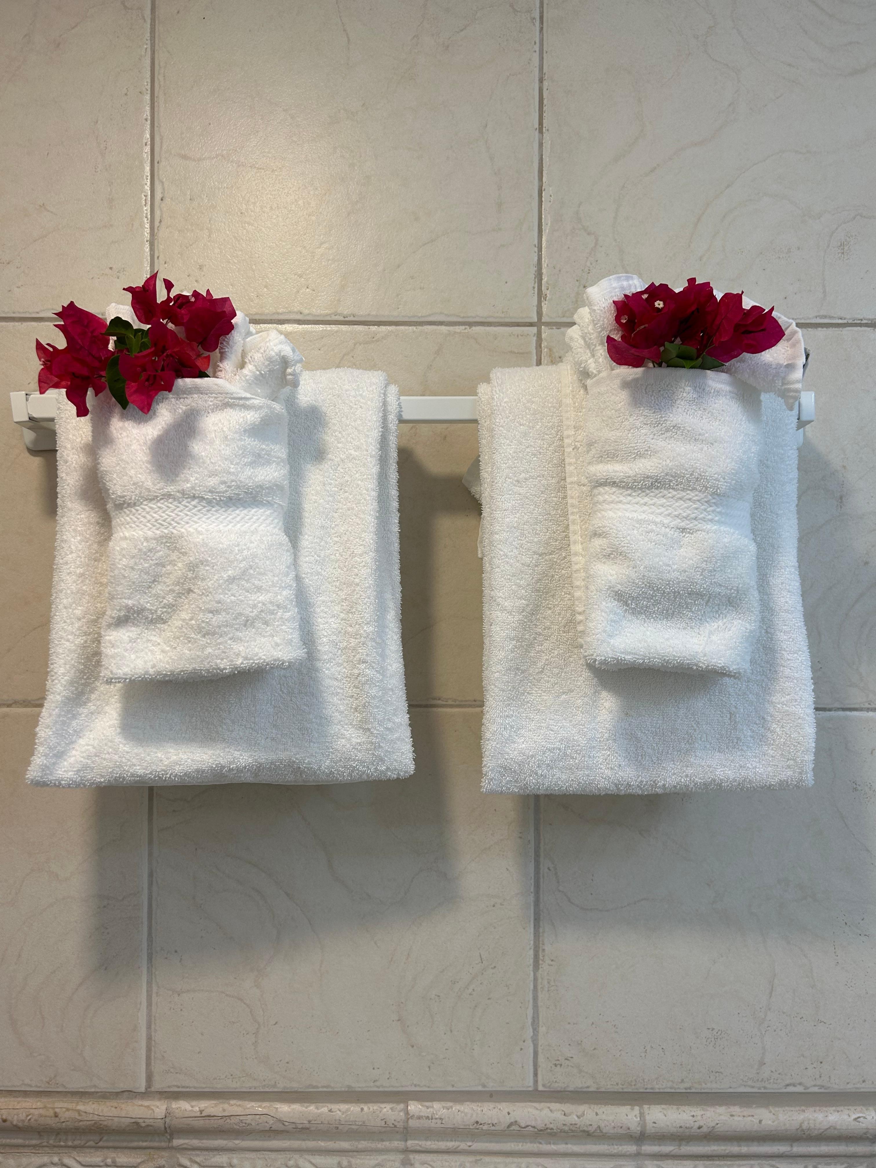 Fresh flowers in bathroom. 