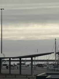 Looking out the second floor window toward the marina.