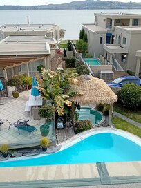 Pool and hot spa tub
