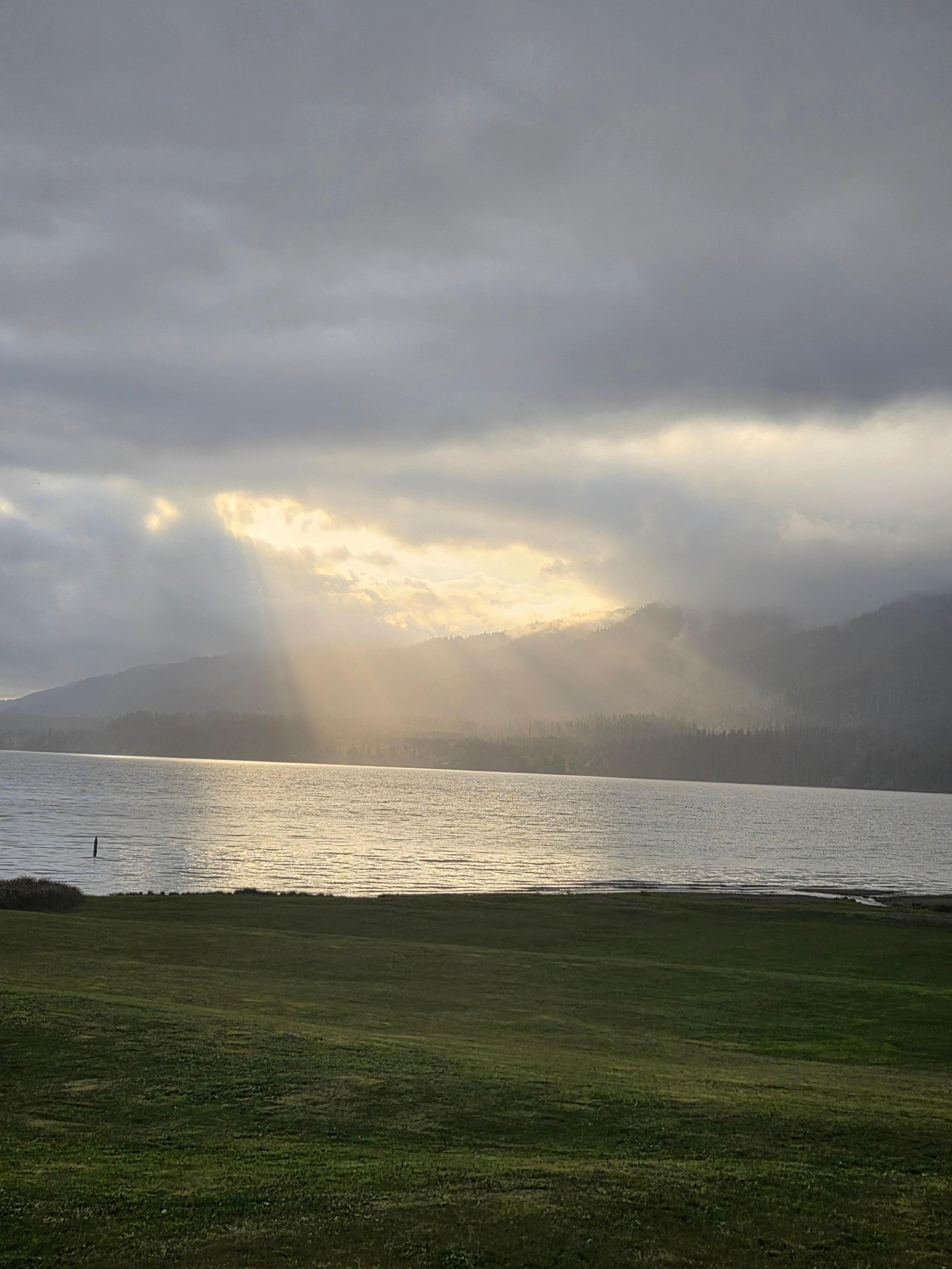 Sunset setting over Lake Quinalt 
