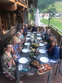 Evening meal on one of the terraces