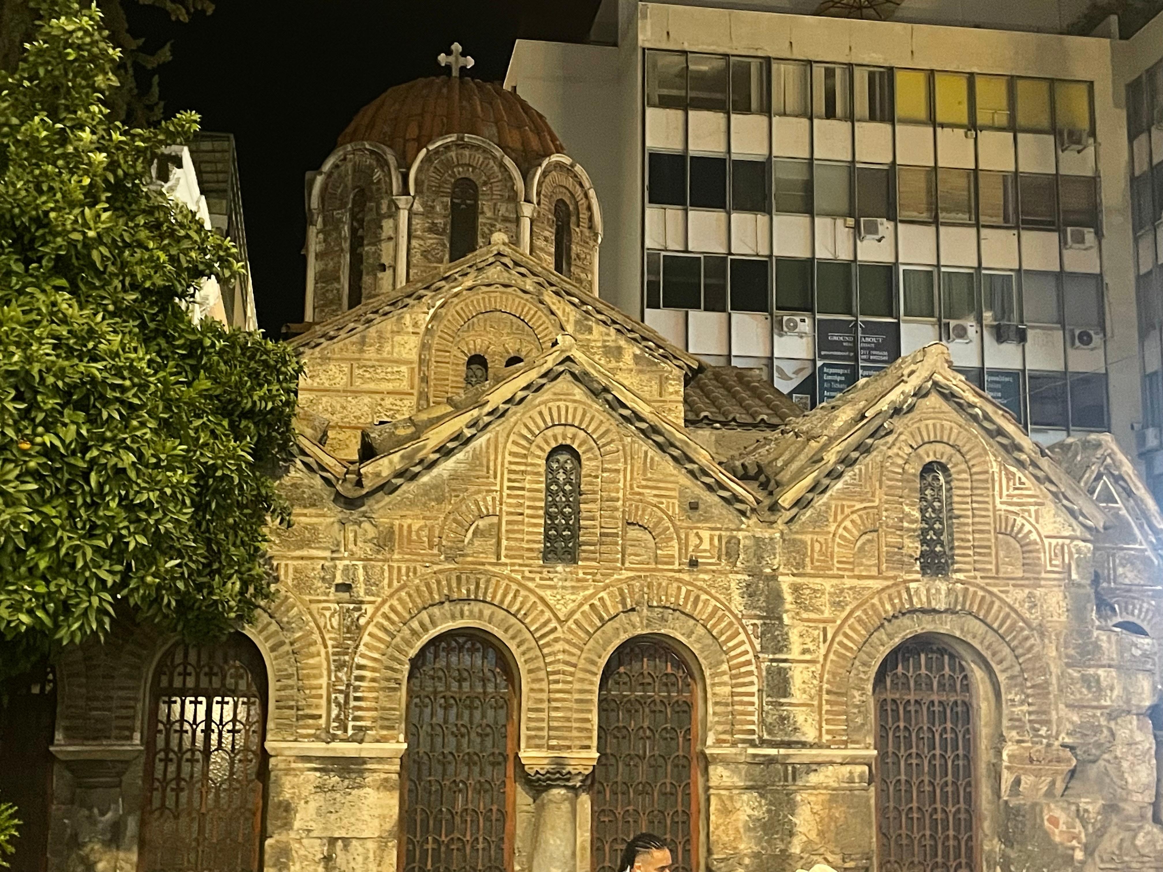 Walking at night and soaking in the sights and sounds in the square. 