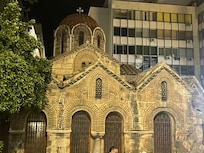 Walking at night and soaking in the sights and sounds in the square.