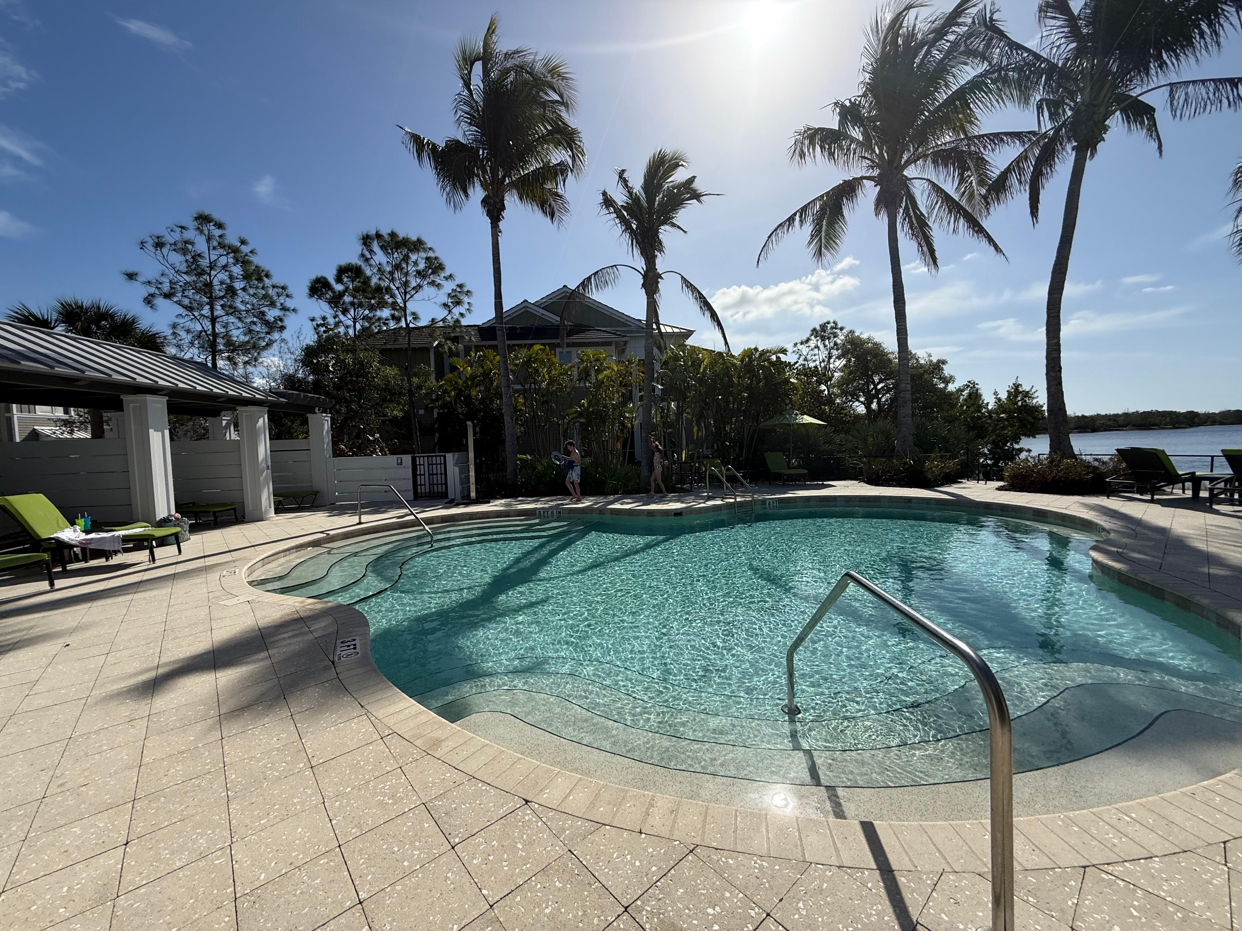 Really nice pool setup with a great view