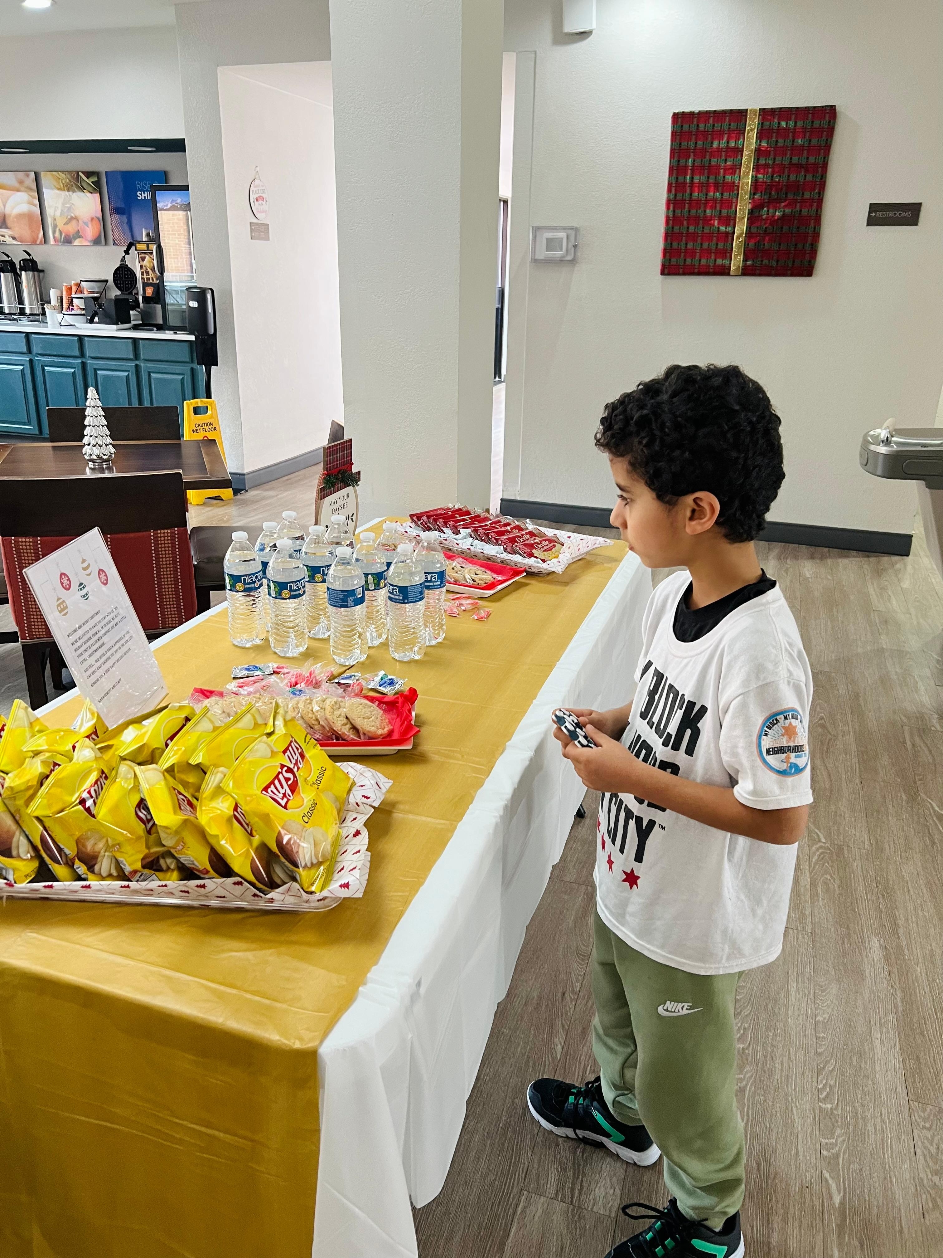 They had a welcome table full of snacks 