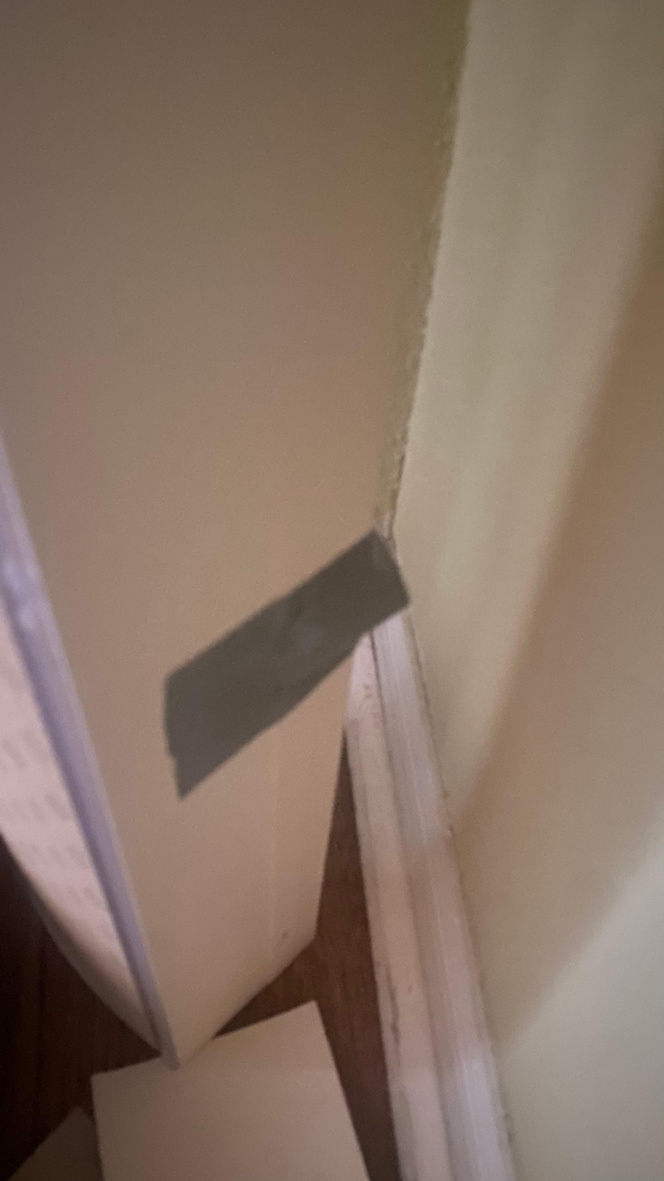Fell down from the blinds in the first room because they duct taped to the wall