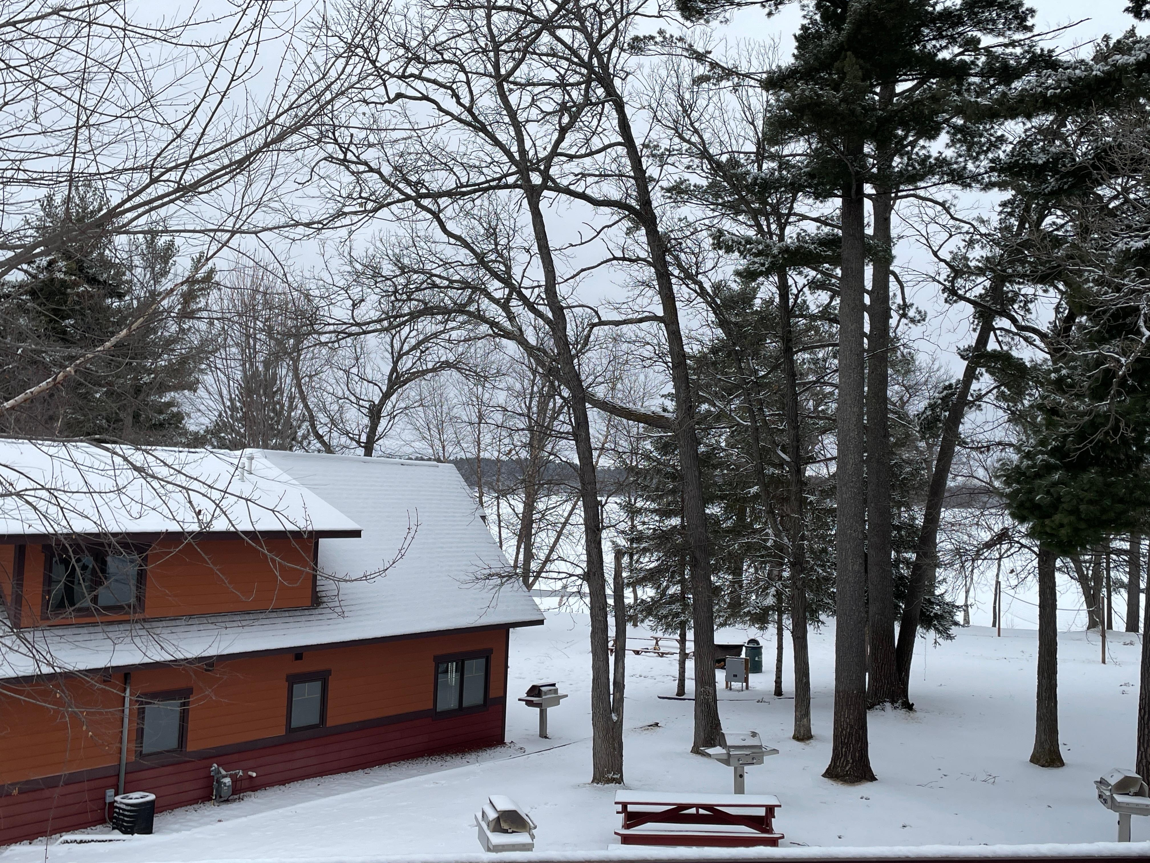 View from balcony after snowfall