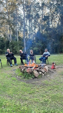 Our dusk outdoor fire which lasted for a few hours. All the wood was provided and the pit was set up Ashe’s rest for us to flick a match to!