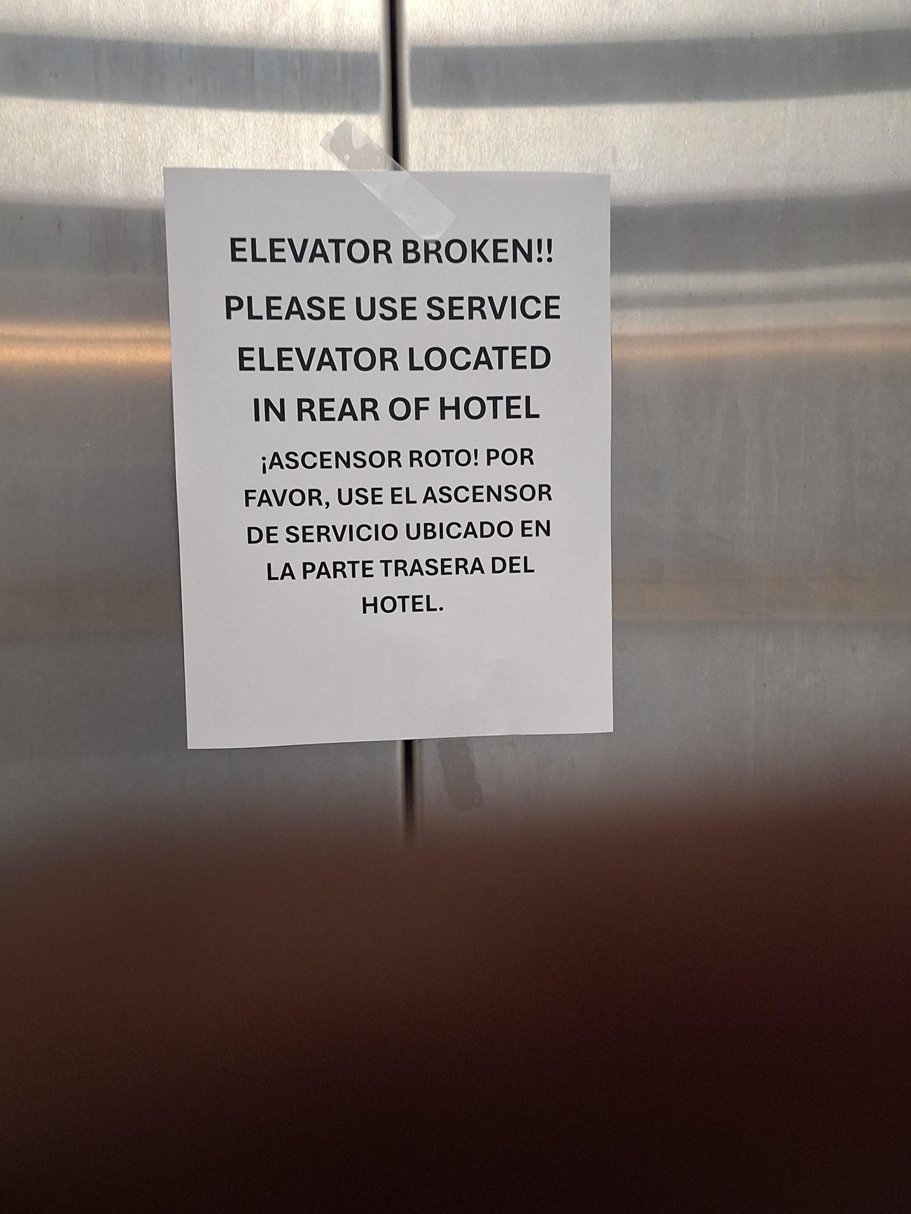 Notification that the elevator is not working, non-sense