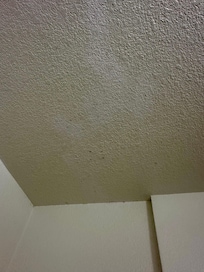 Mold spots in bathroom on ceiling.