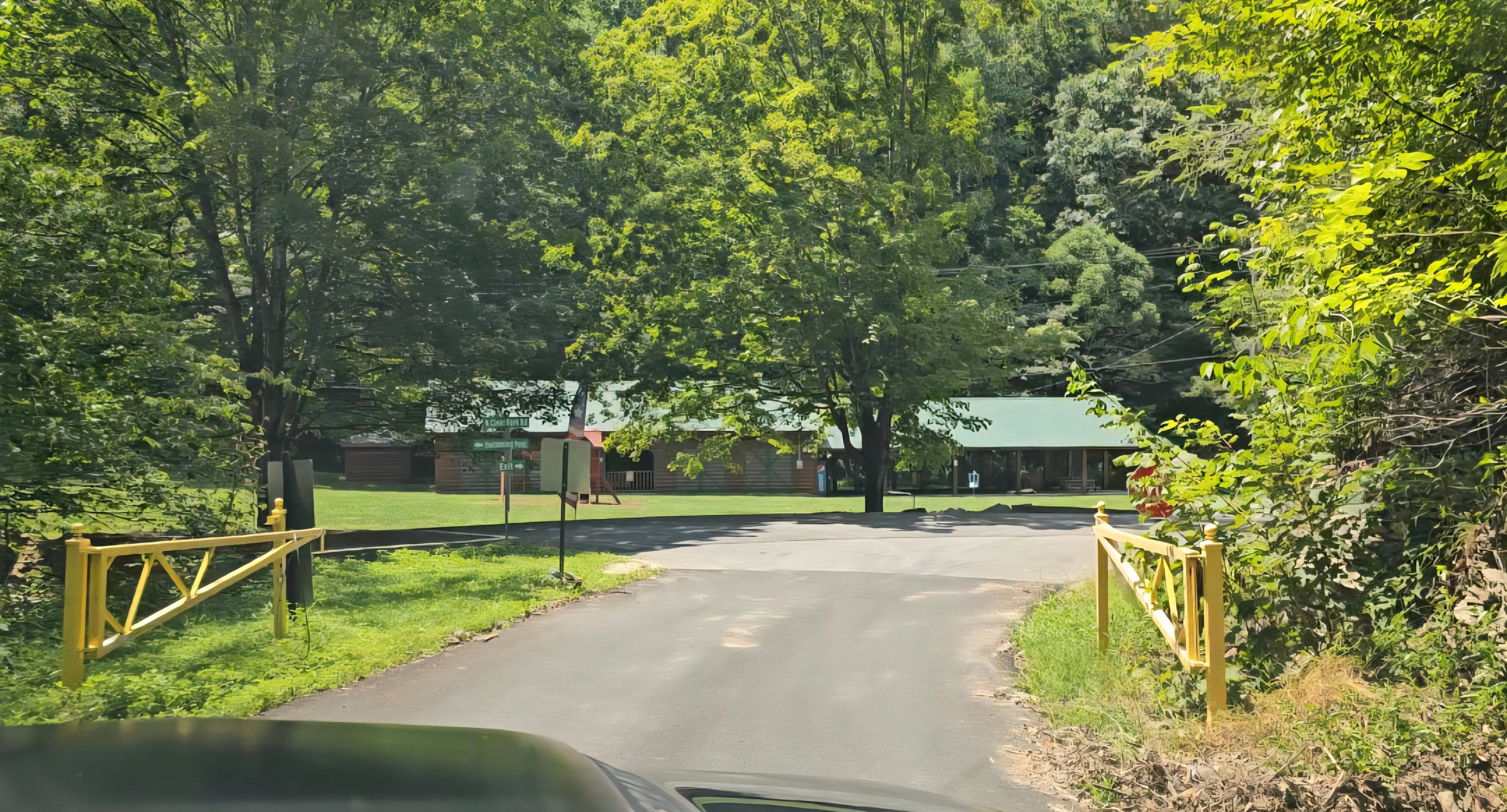 This is a picture of the yellow gates that the guard says he closes when it rains/storms, (cutting off access to the cabin).