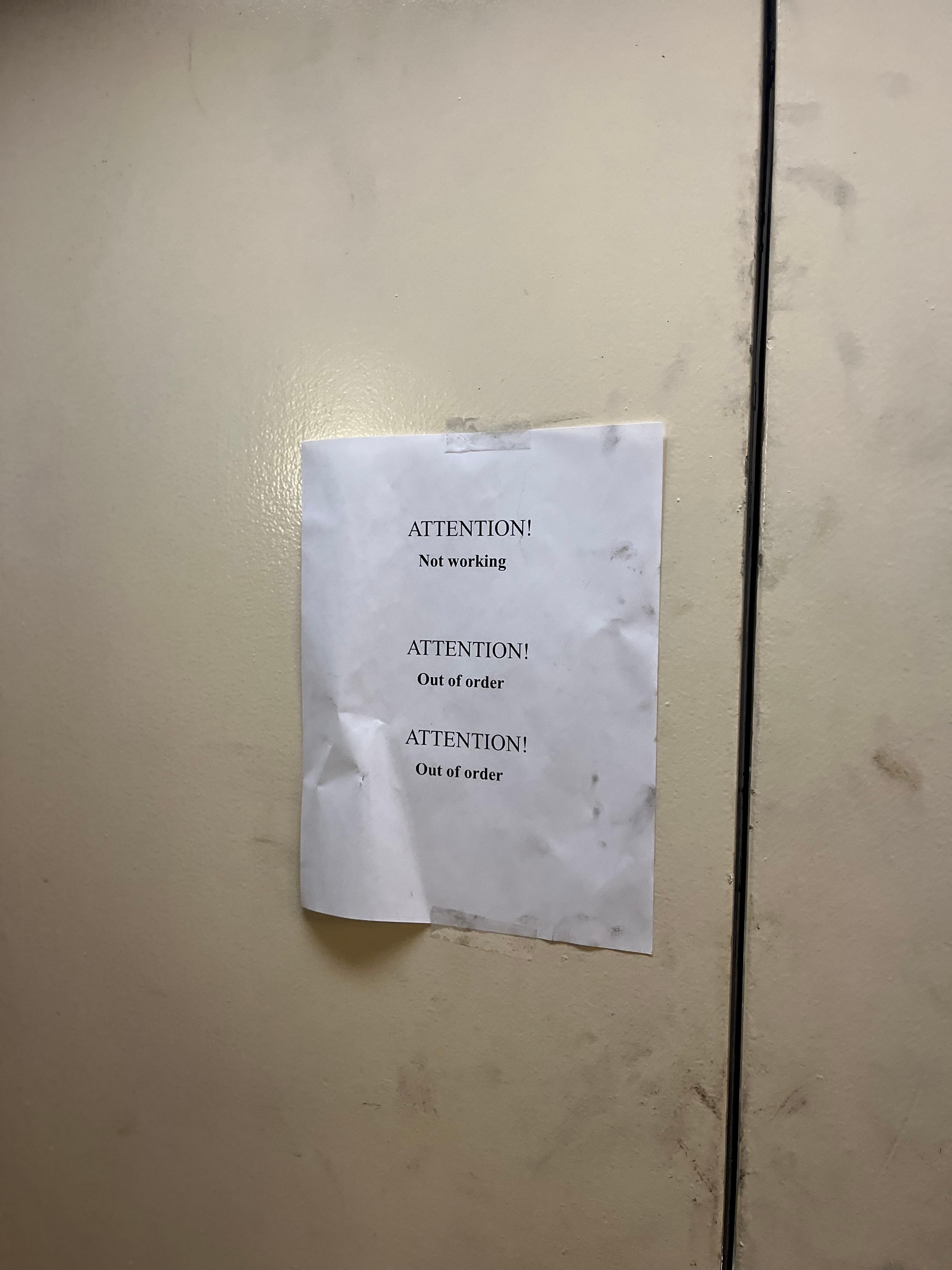 Lots of broken elevators and other doors 