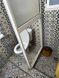 Missing glass in the shower door