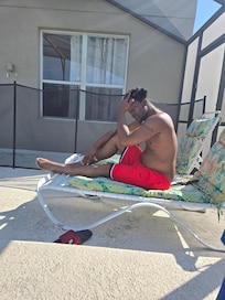 My brother enjoying the sun