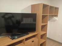 Shelving units available and really nice big screen TVs with HD.