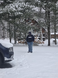 My husband surveying the snow!