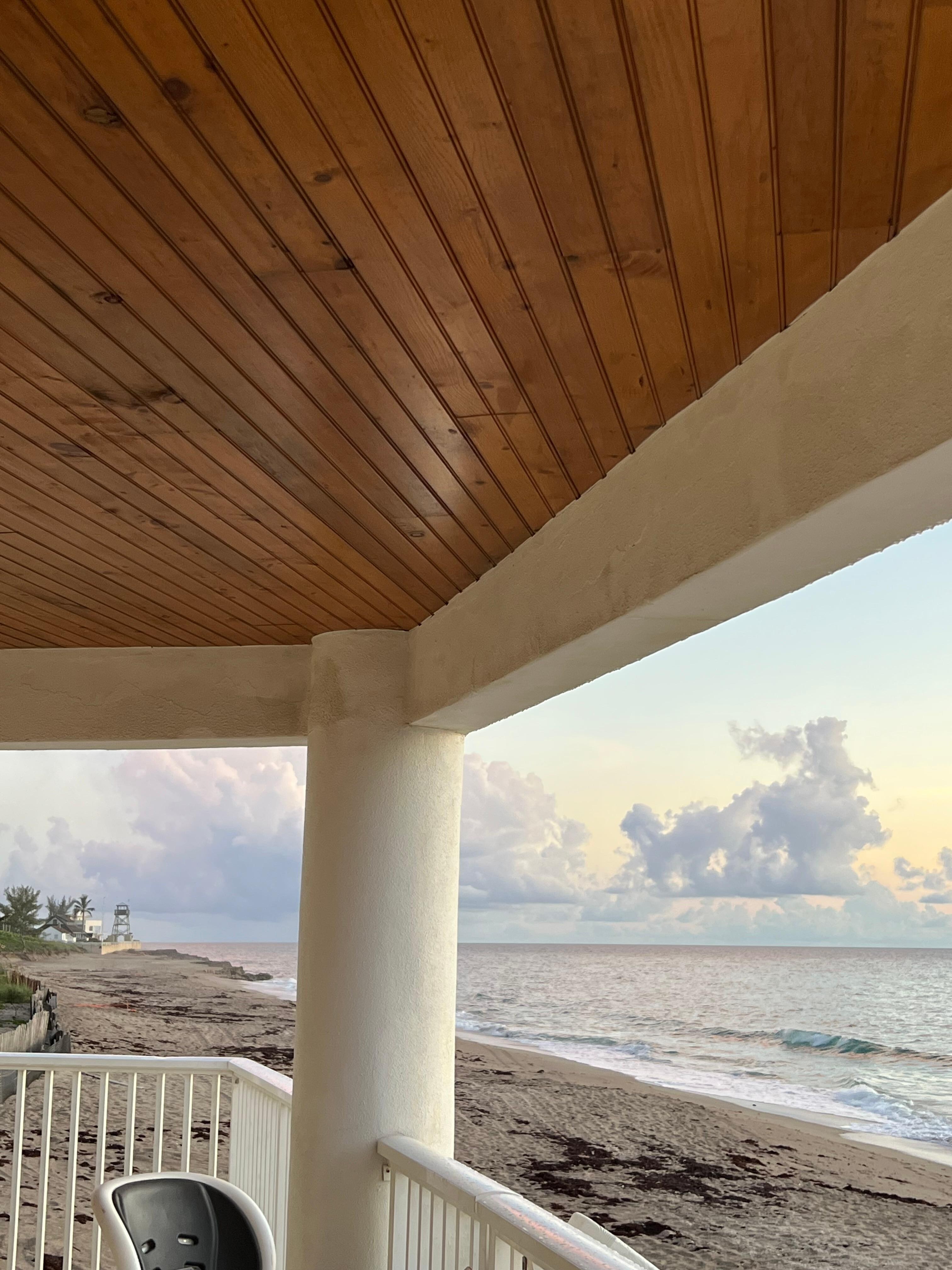 View down the beach. 