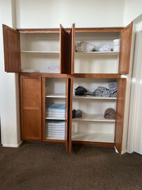 Linen closet left open