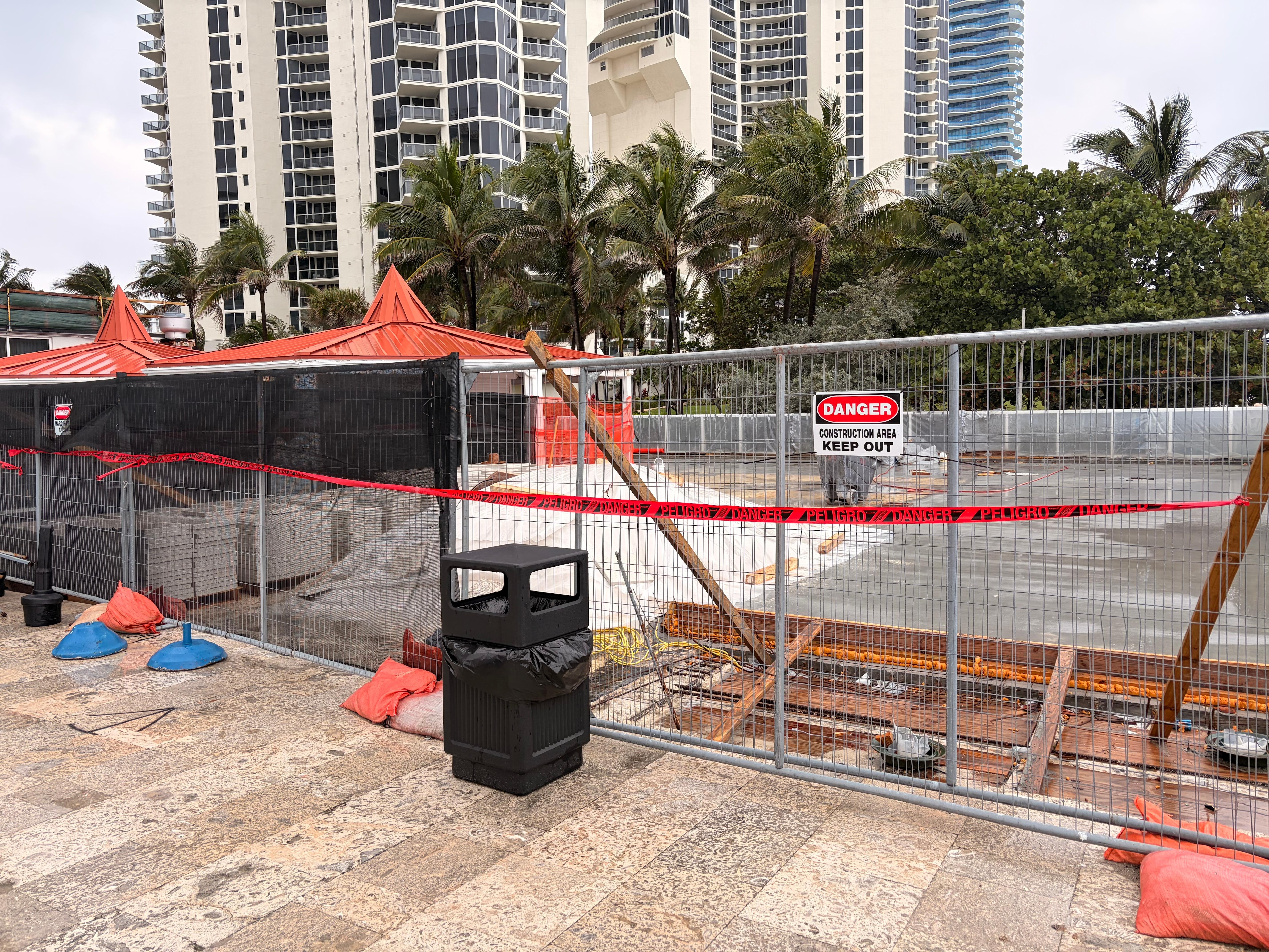 Construction at the pool, which was also closed