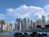 Pool view with bar service