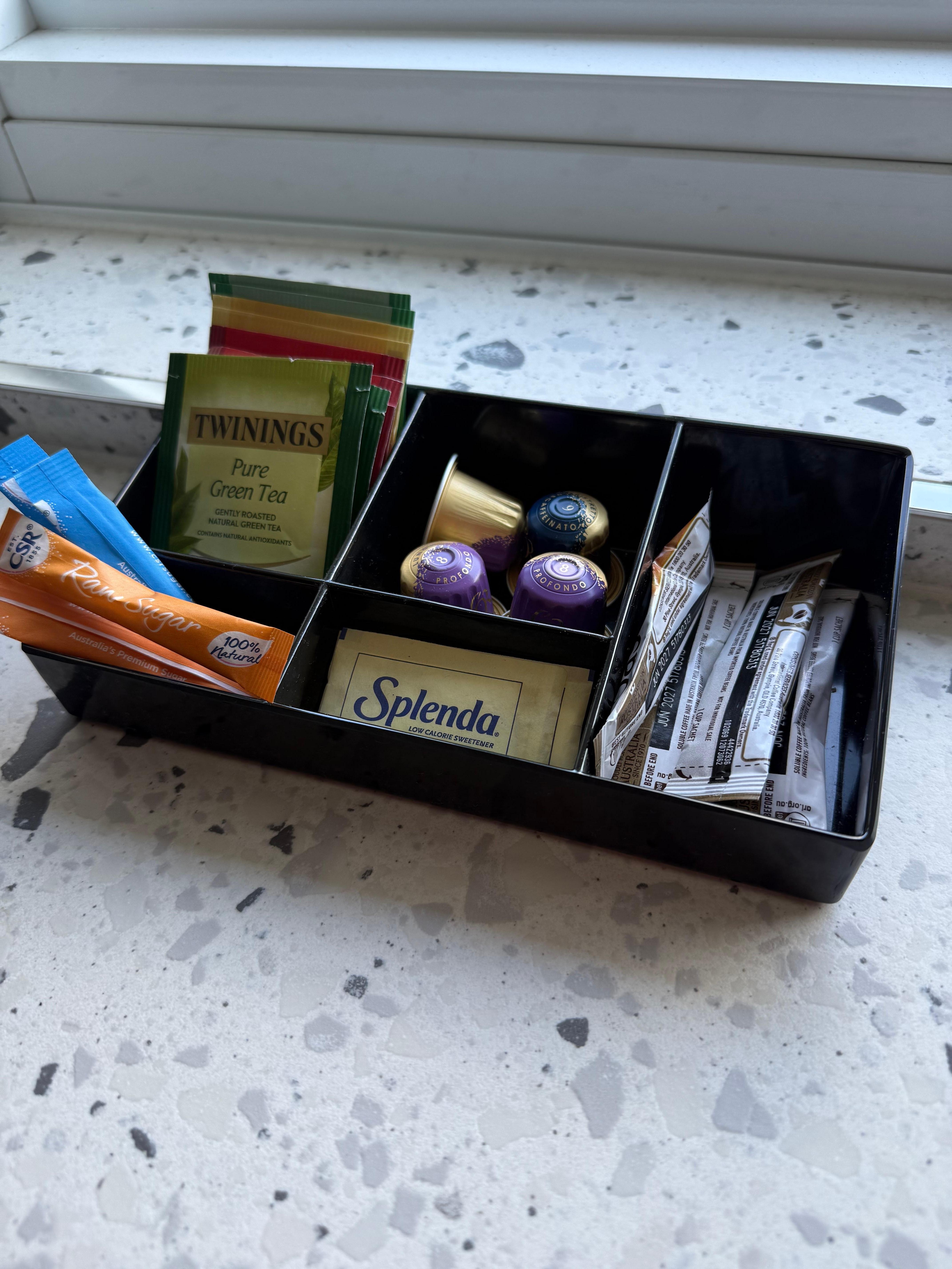 Coffe tea and condiments 